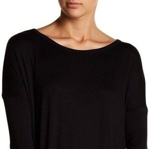 Sweet Romeo Thumbhole Long Sleeve Stretch Jersey Top Black Women's Size ~ Medium